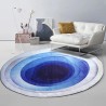 Tapis moderne abstrait forme ronde irrégulière - Couleur bleue dégradée sur fond gris et blanc