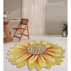 Tapis jaune salle d'attente fleur de tournesol, laine de Nouvelle-Zélande fait à la main.