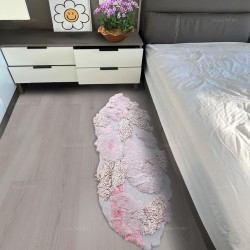 Tapis rose design 3D pour salon et chambre, descente de lit romantique.