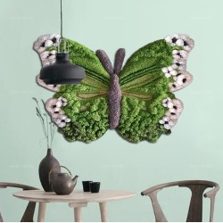 Acheter tapis mural sur mesure, papillon vert s'envole dans la nature.