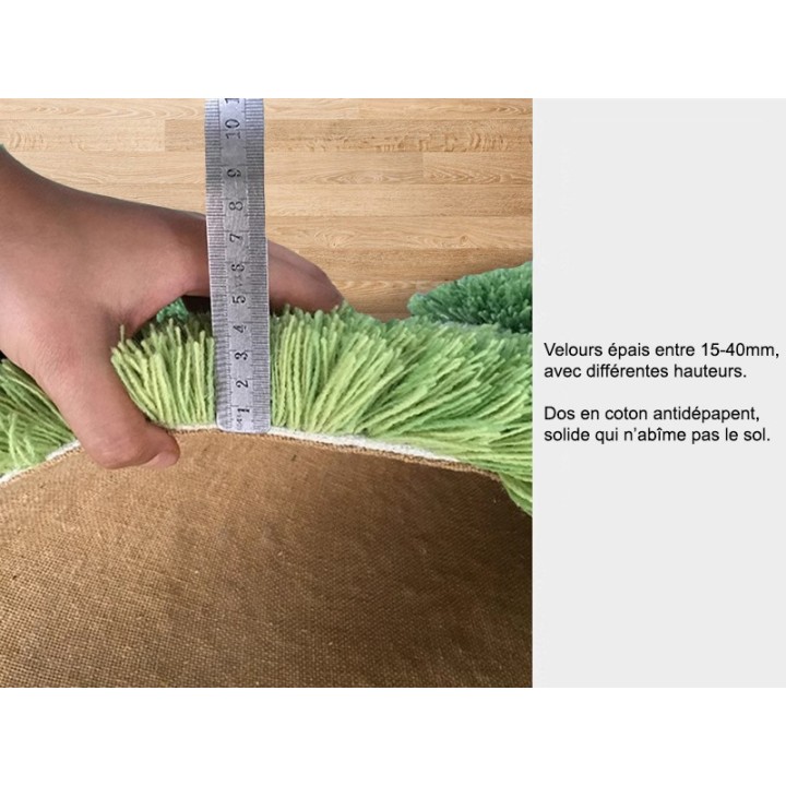 Tapis laine fait à la main, velours épais de 50mm qui tient chaud.