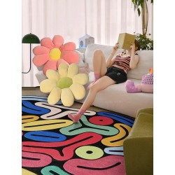 Tapis design ambiance joyeux couleur arc-en-ciel, pièce de décoration amusante pour salon, séjour et chambre.