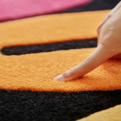 Tapis orange, rose, rouge, jaune, bleu, en laine haute qualité fait à la main, velours épais en relief.