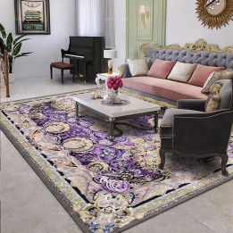 Tapis Symétrique Couleur Lavande en Laine de Nouvelle-Zélande Fait Main