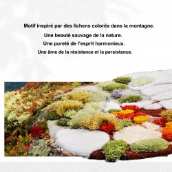 Tapis 3D décoratif velours épais forme libre - Mousse et lichen coloré sous la neige