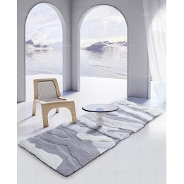 Déco Chambre Descente De Lit Japonaise Ton Gris Velours Epais En Relief