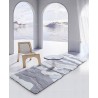 Tapis 3D velours épais en relief descente de lit ton gris - Collines et plaine en hiver