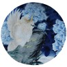 Tapis rond chinoiserie - Perroquet cacatoès et pivoine dans la nuit bleue