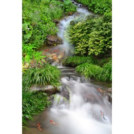 revêtement de sol vinyle pvc personnalisé petite cascade dans la forêt