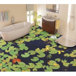 revêtement de sol vinyle pvc personnalisé petite les nénuphars dans l'eau calme