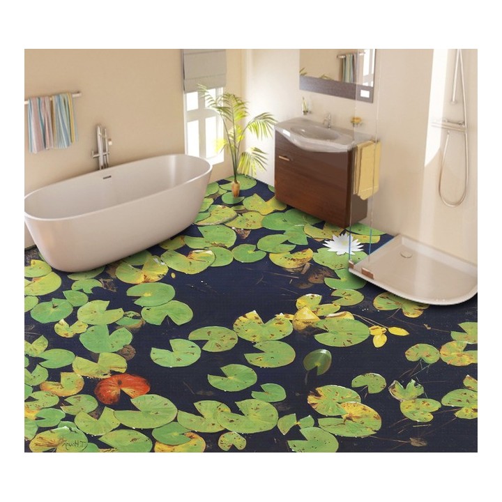 revêtement de sol vinyle pvc personnalisé petite les nénuphars dans l'eau calme
