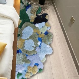 Tapis design 3D velours épais et douillet, jolie pelouse en relief.