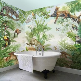 Crédence géante XXL salle de bain jungle panneau étanche jaguar panthère puma
