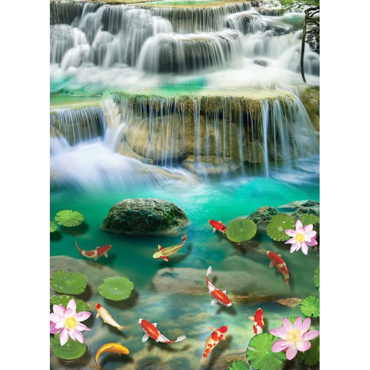 revêtement de sol vinyle pvc paysage personnalisé les cascades dans la forêt tropicale