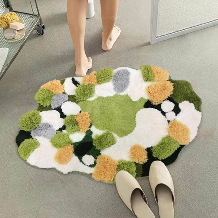 Tapis salle de bain absorbant étanche, velours doux en relief.