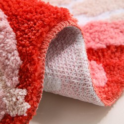 Tapis salle de bains, chambre d'enfant - Fleurs de cerisier sur fond rouge