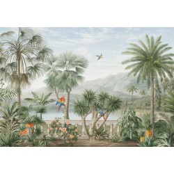 Panneau mural géant PVC personnalisé forêt amazonienne et perroquet