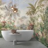 Panneau de douche hydrofuge, fresque ancienne mur de baigoire, jardin et oiseau exotique