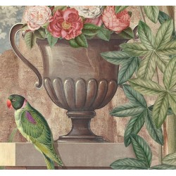 Panneau de douche hydrofuge, fresque ancienne mur de baigoire, jardin et oiseau exotique