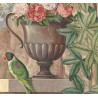 Panneau de douche hydrofuge, fresque ancienne mur de baigoire, jardin et oiseau exotique