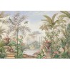 Panneau de douche hydrofuge, fresque ancienne mur de baigoire, jardin et oiseau exotique
