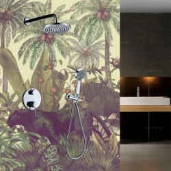 Crédence XXL jungle fresque murale étanche salle de bain panthère noire
