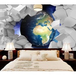 Décoration Intérieure Poster Géant Trompe l'Oeil 3D Univers la Terre