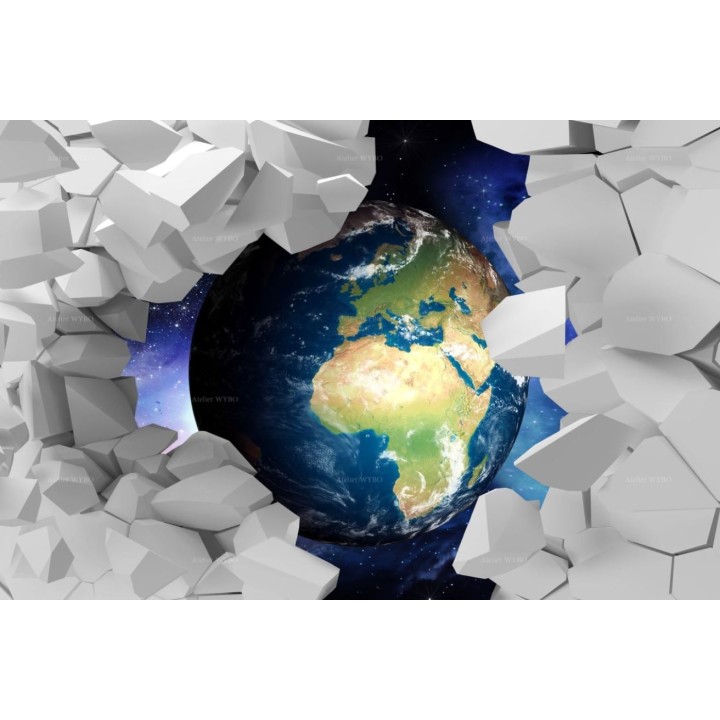 Décoration Intérieure Poster Géant Trompe l'Oeil 3D Univers la Terre
