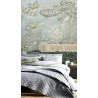 Citronnier dans jardin avec fleurs et oiseaux, ton vert pastel