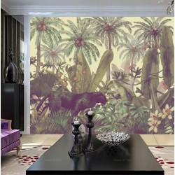 tête de lit XXL jungle fresque murale panoramique panthère noire