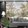 Tableau mural XXL fresque ancienne, jardin tropical, oiseau exotique et perroquet