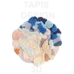 Tapis de créateur contemporain forme ronde couleur originale.