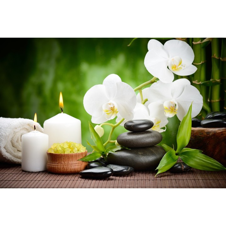 décor zen ambiance SPA papier peint personnalisé tapisserie numérique sur mesure les orchidées et les bambous