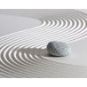 Tapis japonais zen trompe l'œil 3D - Le caillou sur sable blanc