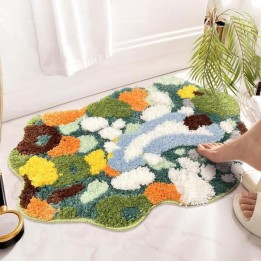 Tapis Coloré pour Salle de Bain et Descente de Lit Mousse et Lichen