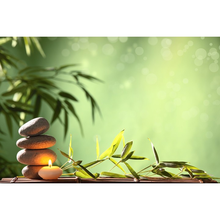 décor zen relaxe ambiance SPA papier peint personnalisé tapisserie numérique sur mesure les bambous avec pières chaudes