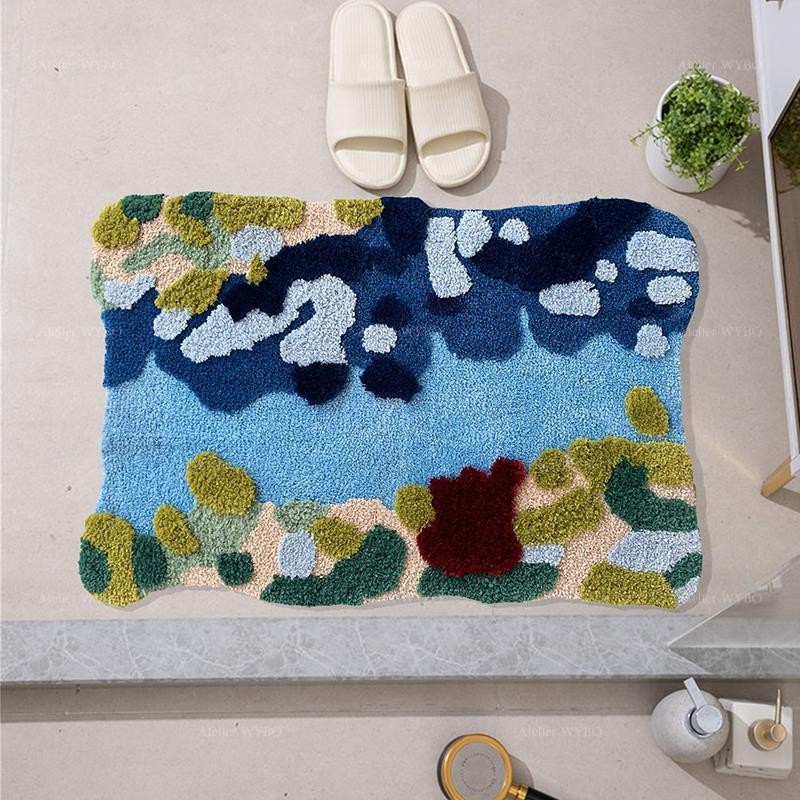 Tapis bleur salle de bain paysage fond marin