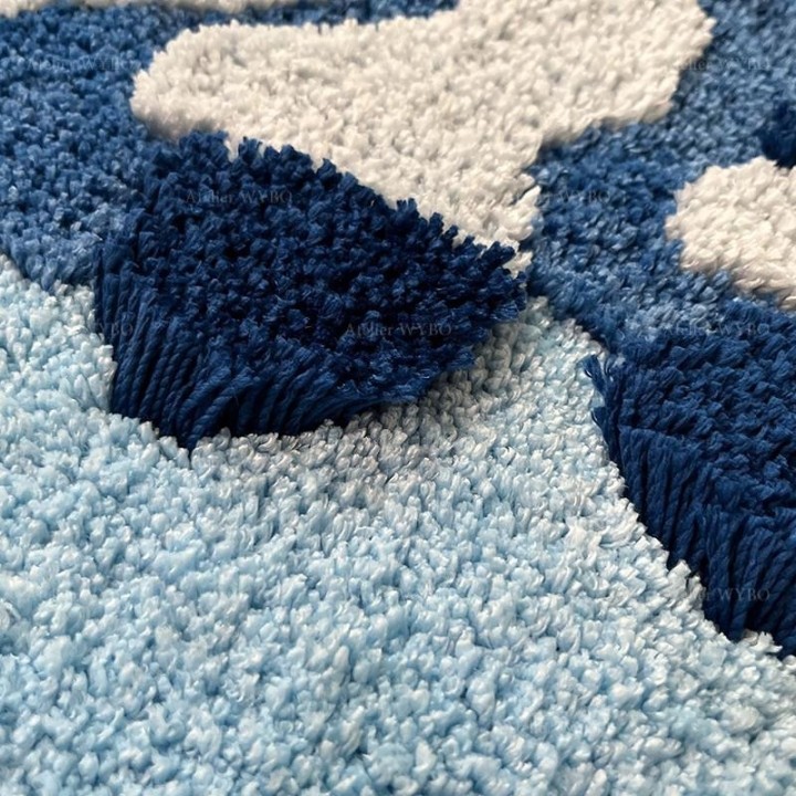 Tapis épais salle de bain, fond marin avec algues vertes, corail rouge, effet 3D