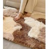 Tapis marron forme libre pour chambre descente de lit, velours épais en relif