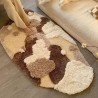 Tapis marron forme libre pour chambre descente de lit, velours épais en relif
