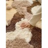 Tapis marron forme libre pour chambre descente de lit, velours épais en relif