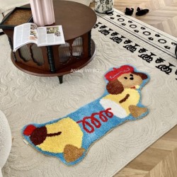 Petit tapis de salon amusant en forme de chien à ressort.