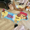 Tapis rétro dessin rigolo chien mécanique velours doux, lavable à la machine.