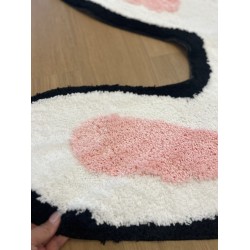 Tapis lapin oreilles roses, lavable à la machine.