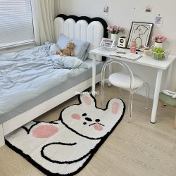 Tapis féerique lapin blanc, descente de lit confortable, lavable à la machine.