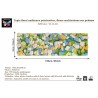 Tapis design moderne format rectangulaire long, motif paysage nature pelouse fleur.