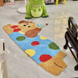 Décoration salle de jeu pour enfant, tapis fantaisie chiot à pois colorés.