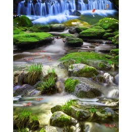 revêtement de sol vinyle autocollant pvc paysage personnalisé cascade et rivière