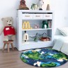 Déco chambre d'enfant créatif, ce tapis bleu transforme votre sol en véritable tableau décoratif.
