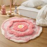 Tapis rose romantique en forme de fleur, velours épais en relief